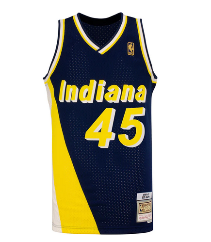 Men's Indiana Pacers Customized Navy Yellow Mitchell and Ness Stitched Basketball Jersey Men's Indiana Pacers Customized Navy Yellow Mitchell and Ness Stitched Basketball Jersey